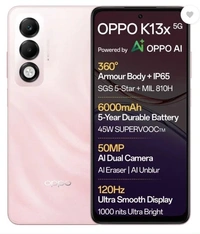 OPPO K13x 5G 6000mAh and 45W SUPERVOOC Charger & AI (pink, 128 GB) ( 4GB RAM) - pink, 4GB-256GB