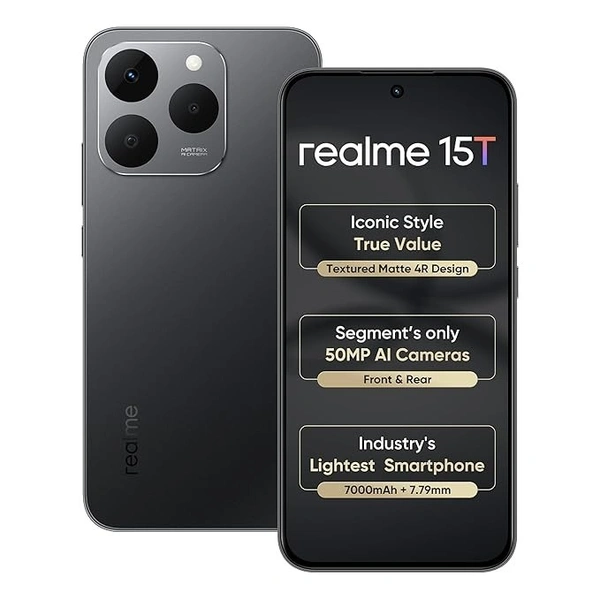 realme 15T 5G Smartphone 12+256`GB black - Black, 12GB-256GB`