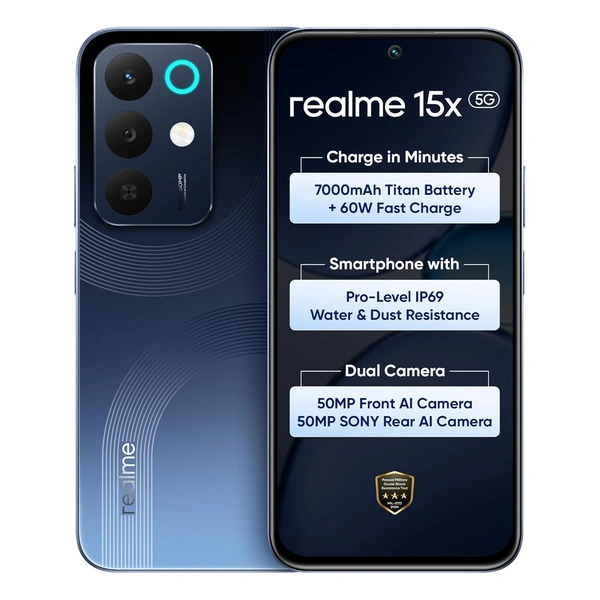realme 15X 5G Smartphone (6+128GB Marine Blue) - Marine Blue, 6GB-128GB
