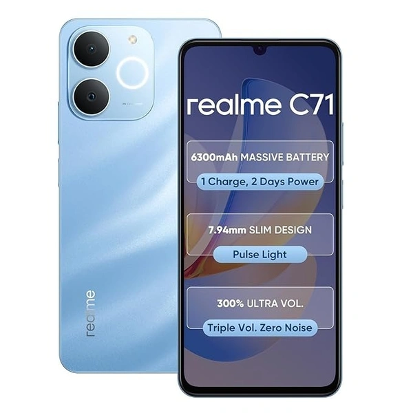 Realme C71 4G Smartphone 4GB+64GB Black - light blue, 4GB-64GB