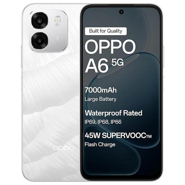 Oppo A6 5G (white, 4GB RAM,128GB Storage) - White, 4GB-128GB