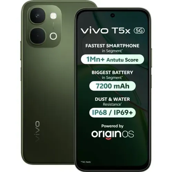 vivo T5x 5G (Green, 8GB RAM, 128GB Storage) - Green, 8GB-128GB