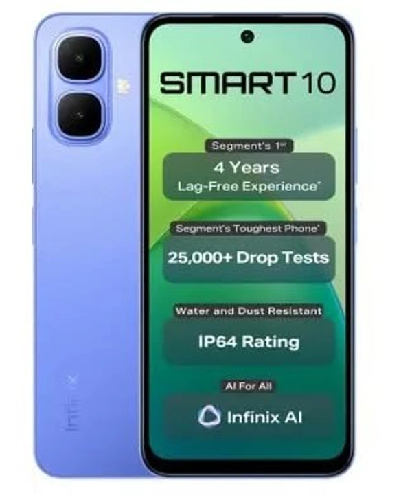 Infinix Smart 10, Iris Blue (4GB, 64GB) - Iris Blue, 4GB-64GB