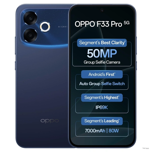 Oppo F33 Pro 5G Smartphone (8GB RAM, 256GB Storage, Starry Blue)