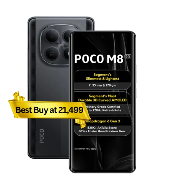 Poco M8 5G Carbon Black 8GB RAM 128GB ROM - Cod Gray, 8GB-128GB
