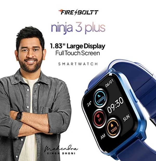 Fire-Boltt Ninja 3 1.83" Display Smartwatch Full Touch with 100+ Sports Mode - BLUE, 1.83