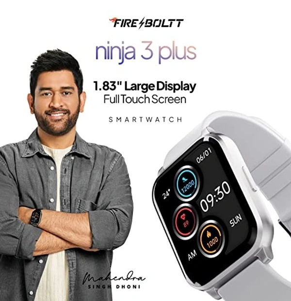 Fire-Boltt Ninja 3 1.83" Display Smartwatch Full Touch with 100+ Sports Mode - WHITE, 1.83