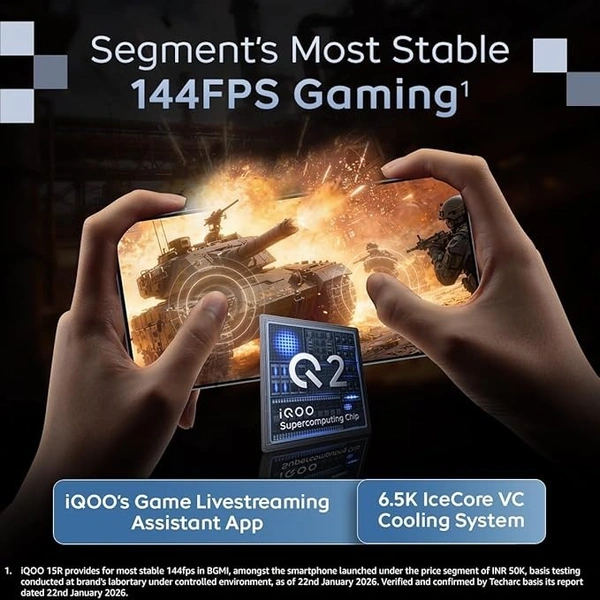 iQOO 15R (Dark Knight, 8GB RAM, 256GB Storage) - Dark Knight, 8GB-256GB