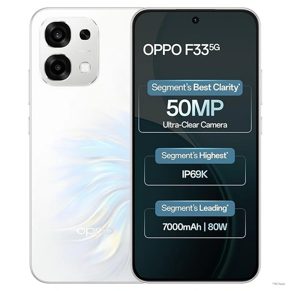Oppo F33 5G Smartphone (8GB RAM, 128GB Storage, White - White, 8GB-128GB