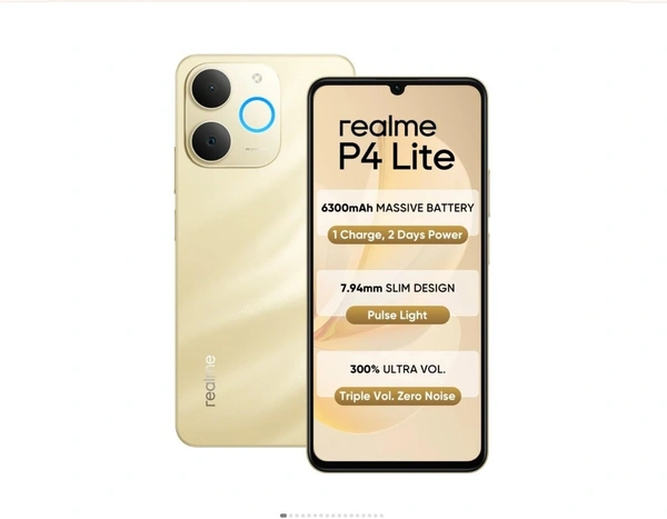 realme P4 Lite Smartphone, 4GB RAM, 64GB Storage, Sea Blue - Beach Gold, 4GB-64GB