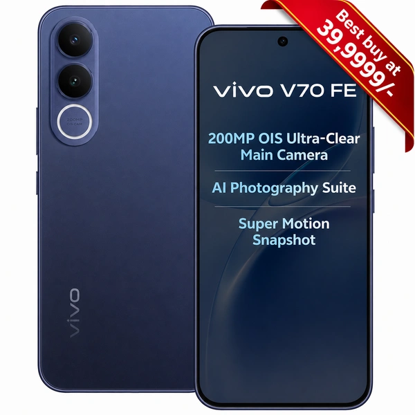 vivo V70 FE 5G (Monsoon Blue, 8GB RAM, 128GB Storage) - blue, 12GB-256GB