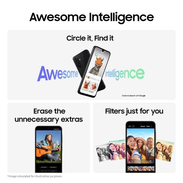 Samsung Galaxy A26 5G (Awesome Black, 8GB, 256GB) | Awesome Intelligence: Circle to Search, Intelligent Editing | Awesome 50MP Triple Camera | IP67 - Black, 8GB-256GB