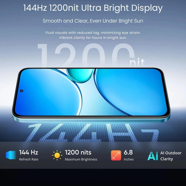 realme 15X 5G Smartphone (6+128GB sky blue) - sky blue, 6GB-128GB