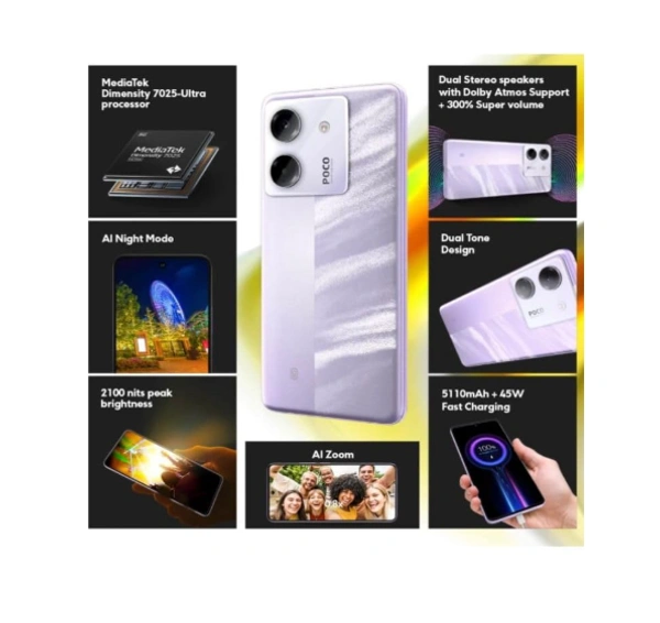 POCO M7 Pro 5G, Lavender Frost (8GB, 256GB) - Lavender Frost, 6GB-128GB