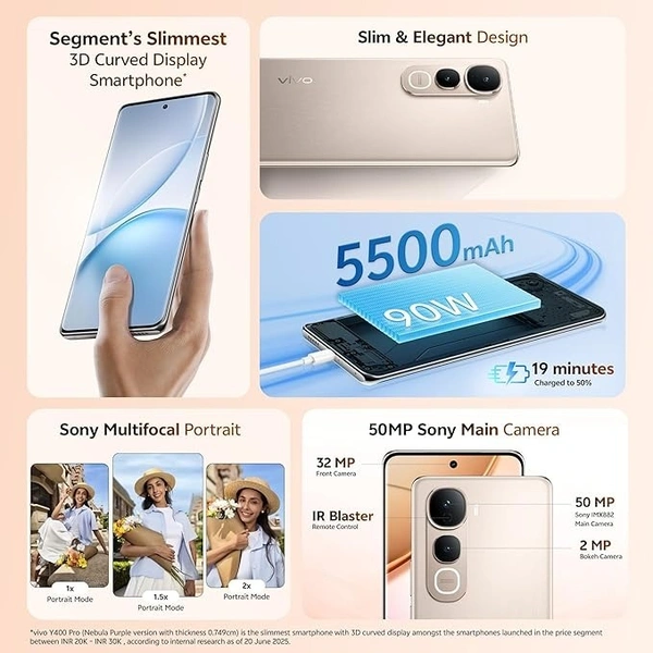 Vivo Y400 Pro 5G (Fest Gold, 8GB RAM, 128GB Storage) - Fest Gold, 8GB-128GB
