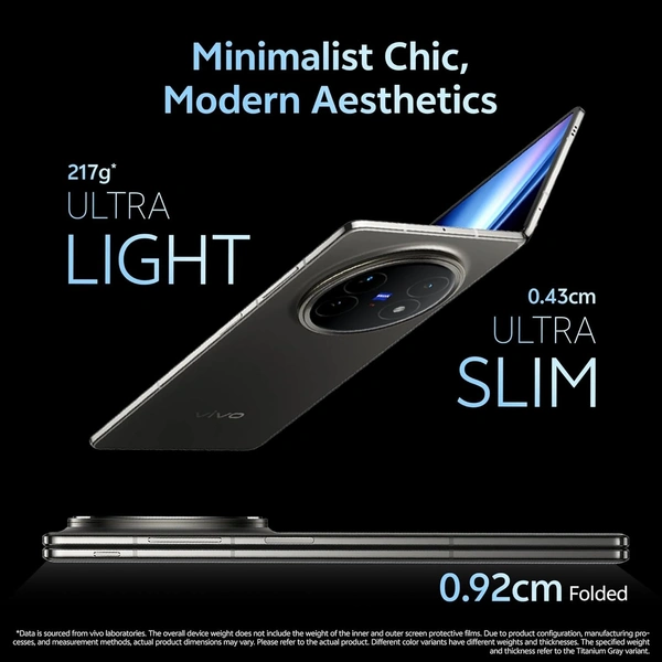 VIVO X Fold5 (Titanium Gray, 16GB RAM, 512GB Storage) - grey, 16GB-512GB