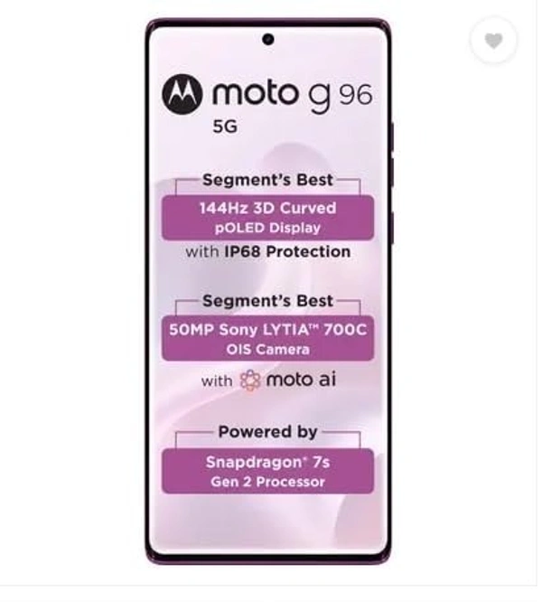 Motorola G96 5G (pink, 8GB RAM, 256GB Storage) - pink, 8GB-256GB