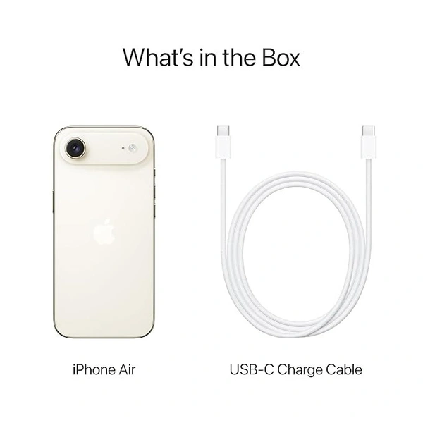 iPhone Air 256 GB: Thinnest iPhone Ever, 16.63 cm (6.5″) Display with Promotion up to 120Hz, Powerful A19 Pro Chip, Center Stage Front Camera, All-Day Battery Life; Light Gold - light glow, 256GB