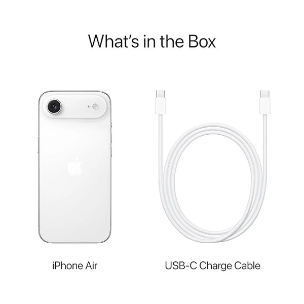 iPhone Air 256 GB: Thinnest iPhone Ever, 16.63 cm (6.5″) Display with Promotion up to 120Hz, Powerful A19 Pro Chip, Center Stage Front Camera, All-Day Battery Life; white - White, 256GB