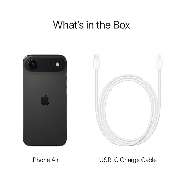 iPhone Air 256 GB: Thinnest iPhone Ever, 16.63 cm (6.5″) Display with Promotion up to 120Hz, Powerful A19 Pro Chip, Center Stage Front Camera, All-Day Battery Life; black - Black, 256GB