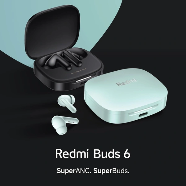 Redmi Buds 6, Dual Driver TWS in Ear Earbuds, 49dB Hybrid Active Noise Cancellation, Spatial Audio, Dual Device Connection, Quad Mic AI ENC, 42 Hrs Playtime, Custom EQ, Wireless Earbuds (Black) - Black, Redmi Buds 6, Dual Driver TWS in Ear Earbuds