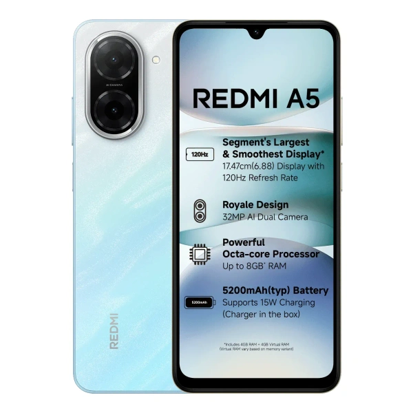 Redmi A5 ( PONDICHEERY BLUE  4GB +128GB ) - PONDICHEERY BLUE, Redmi A5 (PONDICHEERY BLUE  4GB +128GB )