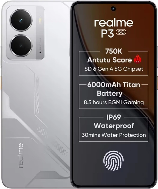 Realme P3 5G  (Silver Space  8GB +128GB) - Space Silver, Realme P3 5G  (Silver Space  8GB +128GB)