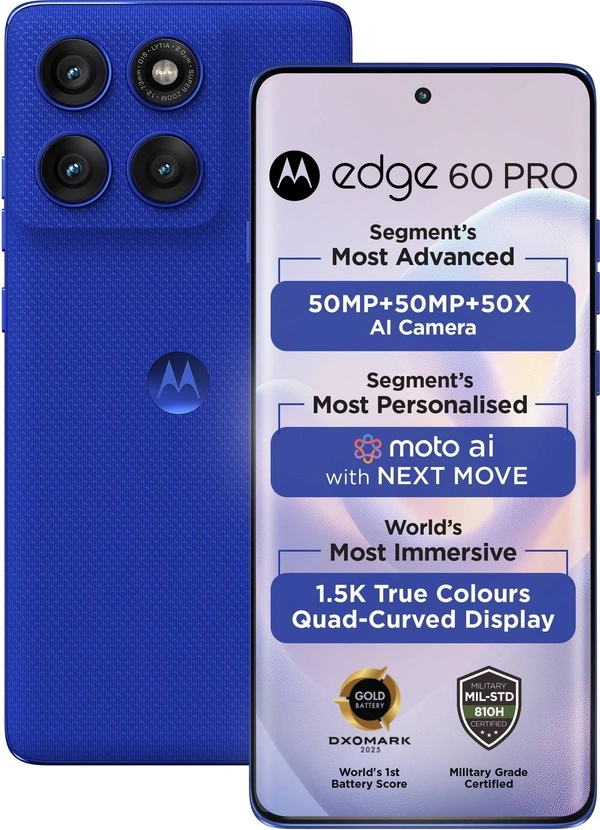 MOTOROLA Edge 60 Pro (Pantone Dazzling Blue, 256 GB)  (12 GB RAM) - Pantone Dazzling Blue, MOTOROLA Edge 60 Pro (Pantone Dazzling Blue, 256 GB)  (12 GB RAM)