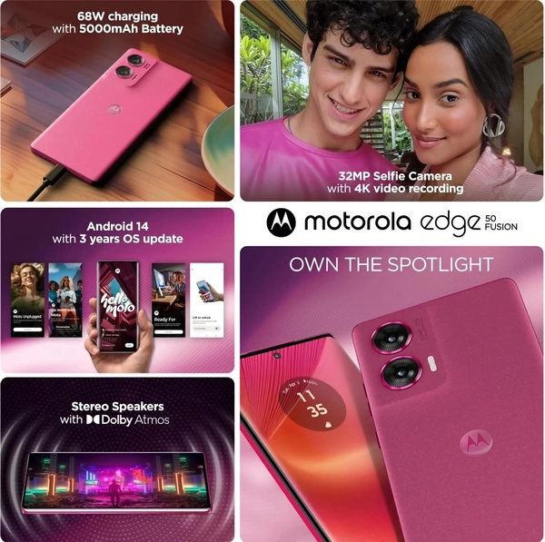 Motorola Edge 50 Fusion (Hot Pink, 128 GB)  (8 GB RAM) - Hot Pink, 8+128