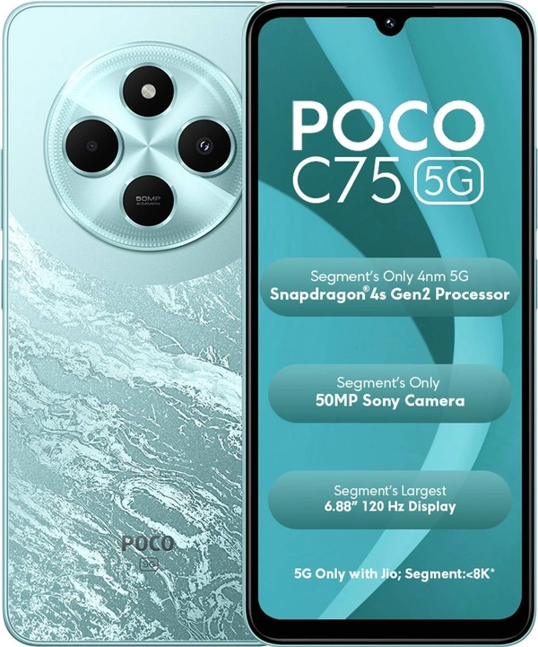 POCO C75 5G (Aqua Bliss, 128 GB)  (4 GB RAM) - Aqua Bliss, POCO C75 5G (Aqua Bliss, 128 GB)  (4 GB RAM)