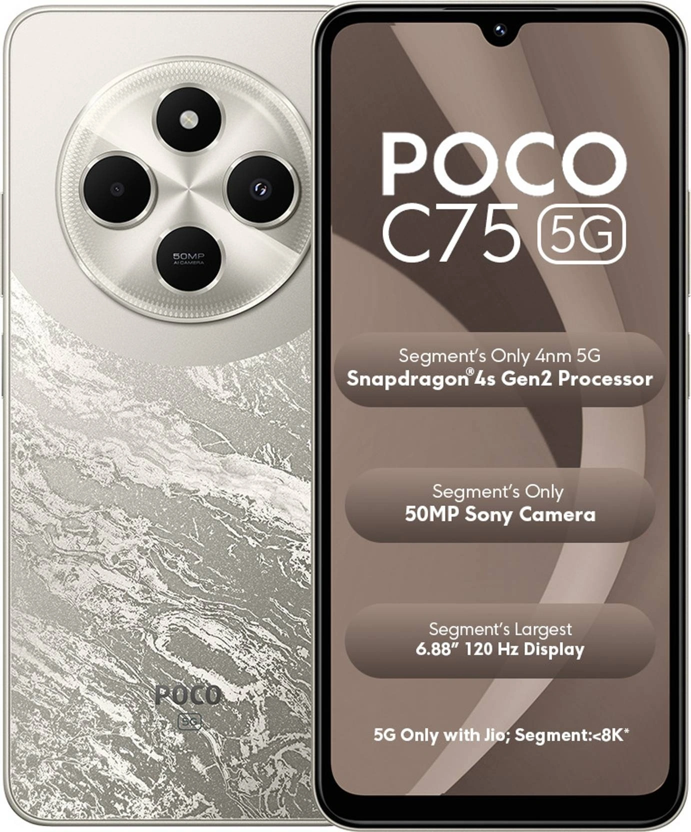 POCO C75 5G (Silver Stardust, 128 GB) (4 GB RAM)