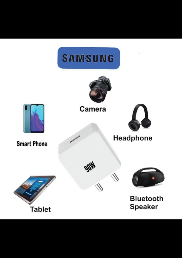 Sam-sung 90W Travel Type C Charger with Overcurrent Protection, Short Circuit Protection