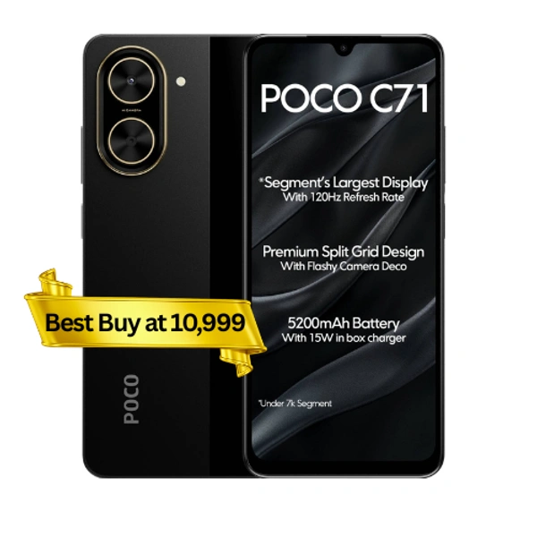 POCO C71 (Power Black, 128 GB) (6 GB RAM)