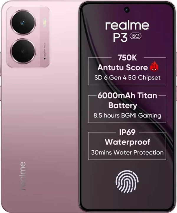 Realme P3 5G  (Nebula Pink  8GB +128GB) - Nebula Pink, Realme P3 5G  (Nebula Pink   8GB +128GB)