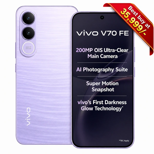 vivo V70 FE 5G (Northern Lights Purple , 8GB RAM, 128GB Storage) - Northern Lights Purple, 8GB-256GB
