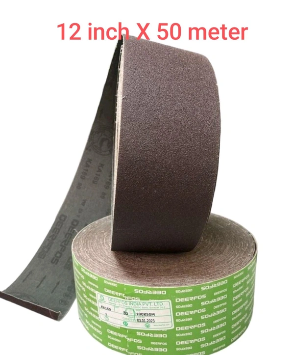 Deerfos DEERFOS EMERY CLOTH ROLL Size 12 inch X 50 Meter Red Aloxide KA169 WOOD & METAL - P150