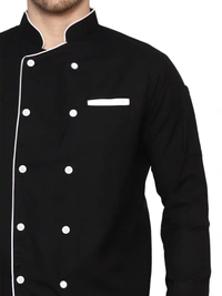 Black Chef Coat (White Piping) - S