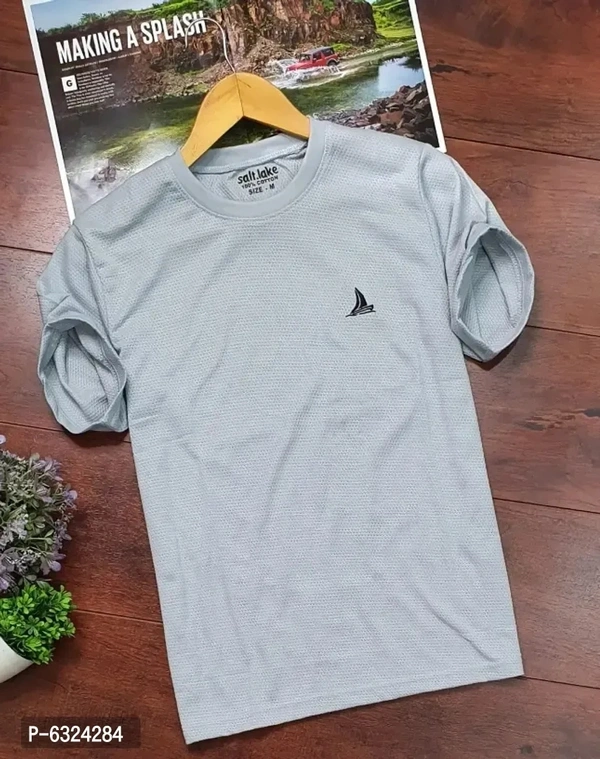 Stylish Popcorn 100% Cotton Blend Round Neck Tshirt - Silver, M