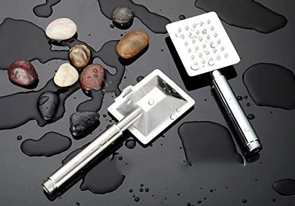 A.M Stainless Steel Ultra Slim Hand Shower With 1.5 Meter Flexible Tube And Wall Hook ( Tube Inner Nut Brass & Outer Body SS-304 Grade ) (HAND SHOWER WITH 1,5 METER TUBE AND HOOK) - square