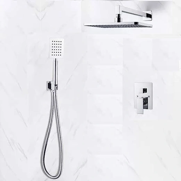 A.M Stainless Steel Ultra Slim Hand Shower With 1.5 Meter Flexible Tube And Wall Hook ( Tube Inner Nut Brass & Outer Body SS-304 Grade ) (HAND SHOWER WITH 1,5 METER TUBE AND HOOK) - square