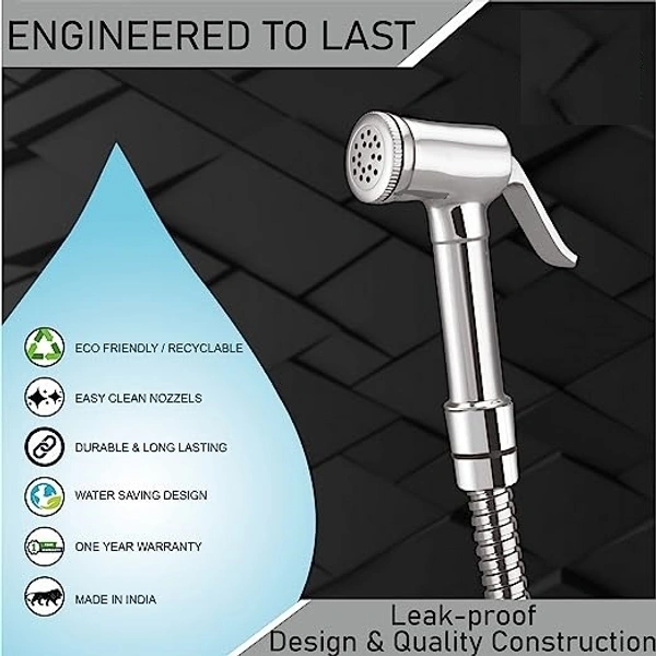 vicent Brass Health Faucet with Stainless Steel 304 Grade 1.5 Meter Flexible Chain Tube and ABS Wall Hook (Jet Spray for Toilet)