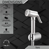 vicent Brass Health Faucet with Stainless Steel 304 Grade 1.5 Meter Flexible Chain Tube and ABS Wall Hook (Jet Spray for Toilet)