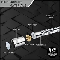 vicent Brass Health Faucet with Stainless Steel 304 Grade 1.5 Meter Flexible Chain Tube and ABS Wall Hook (Jet Spray for Toilet)