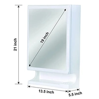 Charlie Rich Look Bathroom Cabinet with Mirror Ivory | Bathroom Shelf | Bathroom Mirrors with Storage | Mirror Cupboard | Basin Cabinet | Mirrors | Wall Mounted Bathroom Cabinet | White - 21x13x5 mm