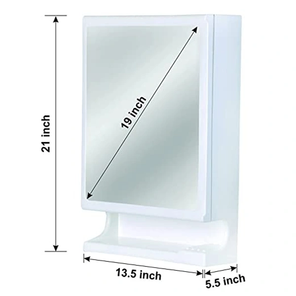 Charlie Rich Look Bathroom Cabinet with Mirror Ivory | Bathroom Shelf | Bathroom Mirrors with Storage | Mirror Cupboard | Basin Cabinet | Mirrors | Wall Mounted Bathroom Cabinet | White - 21x13x5 mm