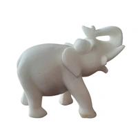 Agra marbles Pair of Two Elephants Handcrafted in Plain White Makrana Marble - Vastu Shastra Inspired Symbol of Wisdom and Strength, Elegant Home Decor Figurines 6 inch - 6 inch