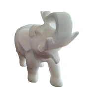 Agra marbles Pair of Two Elephants Handcrafted in Plain White Makrana Marble - Vastu Shastra Inspired Symbol of Wisdom and Strength, Elegant Home Decor Figurines 6 inch - 6 inch