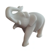 Agra marbles Pair of Two Elephants Handcrafted in Plain White Makrana Marble - Vastu Shastra Inspired Symbol of Wisdom and Strength, Elegant Home Decor Figurines 6 inch - 6 inch