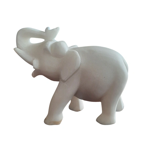 Agra marbles Pair of Two Elephants Handcrafted in Plain White Makrana Marble - Vastu Shastra Inspired Symbol of Wisdom and Strength, Elegant Home Decor Figurines 6 inch - 6 inch