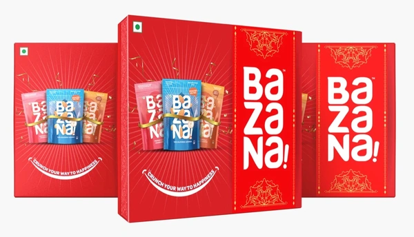 Bazana Red Gift Pack: Indulge in Delightful Crunchiness with Cranberry Slice, Roasted Salted Almonds, and Cashew Standee Packs for Pure Happiness -